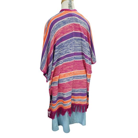 Wrangler Retro Striped Fringe Kimono Cardigan S/M – Boho Southwestern Open Front - Picture 6 of 11
